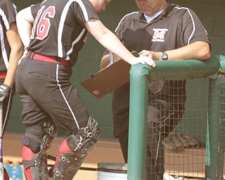 ROBERT K. YOSAY | THE VINDICATOR..A couple of bloop hits combined with a three-base error on a sacrifice bunt to propel the Mathews High softball team to its biggest game in school history..Junioir shortstop Jessica Marsico drove in two runs plus made a sliding catch in right field in the seventh inning to help the Mustangs defeat Covington, 5-3, in ThursdayÕs Division IV state semifinal game at Firestone Stadium.. - -30-..
