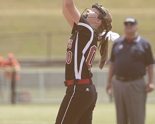 ROBERT K. YOSAY | THE VINDICATOR..A couple of bloop hits combined with a three-base error on a sacrifice bunt to propel the Mathews High softball team to its biggest game in school history..Junioir shortstop Jessica Marsico drove in two runs plus made a sliding catch in right field in the seventh inning to help the Mustangs defeat Covington, 5-3, in ThursdayÕs Division IV state semifinal game at Firestone Stadium.. - -30-..