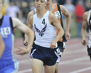 Kyle Joynes. of McDonald sprint down the track during the boys 4x800 race Friday morning at the State Track Meet in Columbus. McDonald would finish seventh in the 4x800.