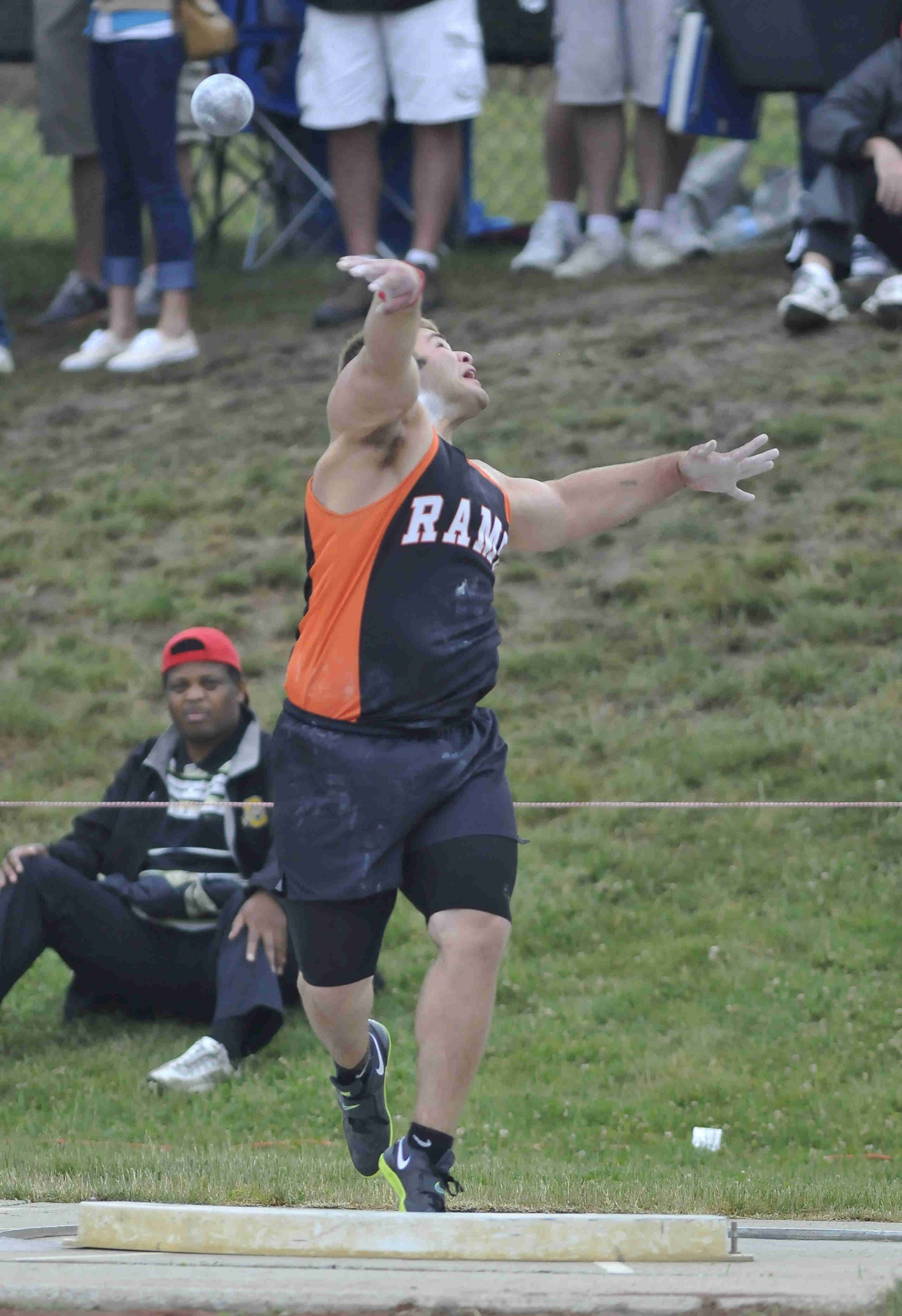 Jacob Chiclowe of Mineral Ridge throws the shot put Friday afternoon at the State Track Meet in Columbus.