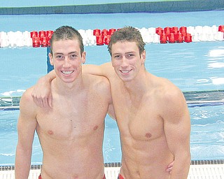 Tyler, left, and Nate King recently competed at the U.S. Masters National swimming competition in North Carolina. Each brother, graduates of Warren Harding and Ohio State, placed first in two events. The pair now lives and works in Columbus.