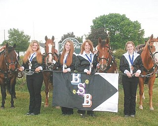 The Boot Scootin’ Buckeyes, a Trumbull County 4-H equine drill team, recently competed at the USEDA international competitions in Alexandria, Ky. From left to right are Amanda Accordino, Alexis Accordino, Jennifer Corley and Kendra Garlock. Absent from the photo are Mackenzie Evan and Cierra Gabrielson. The group will compete at the 4-H Nationals in November.