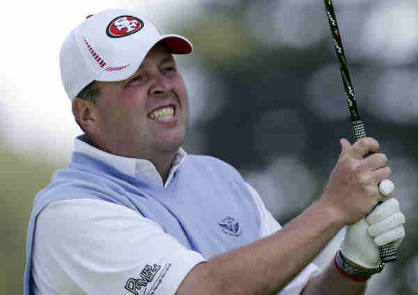 Dennis Miller hits a drive during the first round of the U.S. Open Championship golf tournament Thursday, June 14, 2012, at The Olympic Club in San Francisco. (AP Photo/Eric Gay)