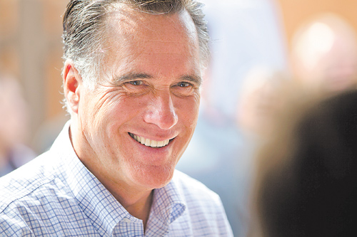 Republican presidential candidate, former Massachusetts Gov. Mitt Romney smiles during a campaign stop at Mapleside Farms on Sunday, June 17, 2012 in Brunswick, Ohio. 