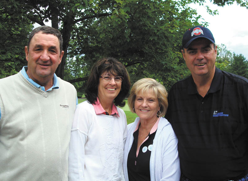 The 19th Annual Golf Outing for Northeast Ohio Adoption Services, which was June 4 at Trumbull Country Club, successfully raised money for NOAS and the Barbara Lewis Roberts Foundation, which supports the mission of the specialized adoption agency. From left are Hank and Sherry Paloci, former area residents who come up each year from Fort Myers, Fla., to form a foursome with Carole and Carter Lewis, right, of Howland, event chairs. This year’s outing drew a record turnout of 124 golfers.