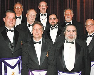The York Rite Bodies of Youngstown recently installed officers. Front row, from left to right, are Dominic M. Lucarelli, Timothy N. Flack and Robert K. Ellway. Middle row, left to right, are Raymond H. Huish Jr., R. Patrick Anderson and James A. Streeky. In the back row are Robert L. Rodkey, left, Richard J. Brady and Salvadore A. Canale.