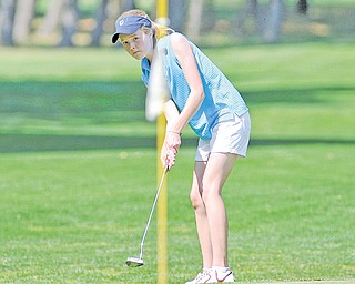 Nadya Stratton of Boardman tries to make a putt on the 16th hole at a Greatest Junior Golfer of the Valley qualifier on June 9 at Mohawk Trails in New Castle. Diamond Backs will host the girls in another qualifier this morning.