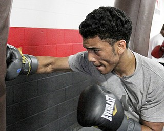 William d Lewis The Vindicator Boxer Popo Salinas works out with trainer Jack Loew at Southside Boxing Club 7-3-12.