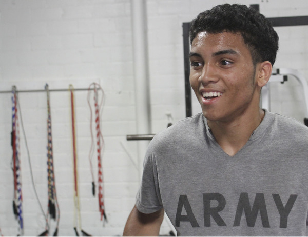 William d Lewis The Vindicator  Boxer Popo Salinas works out with trainer Jack Loew at Southside Boxing Club 7-3-12.