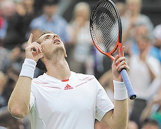 Andy Murray of Britain defeated David Ferrer of Spain during a quarterfinals match Wednesday at the All England Lawn Tennis Championships at Wimbledon, England.