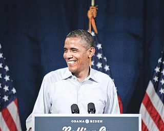 MADELYN P. HASTINGS | THE VINDICATOR...President Barack Obama during his speech at Dobbins Elementary School in Poland, Ohio on July 6, 2012... - -30-..