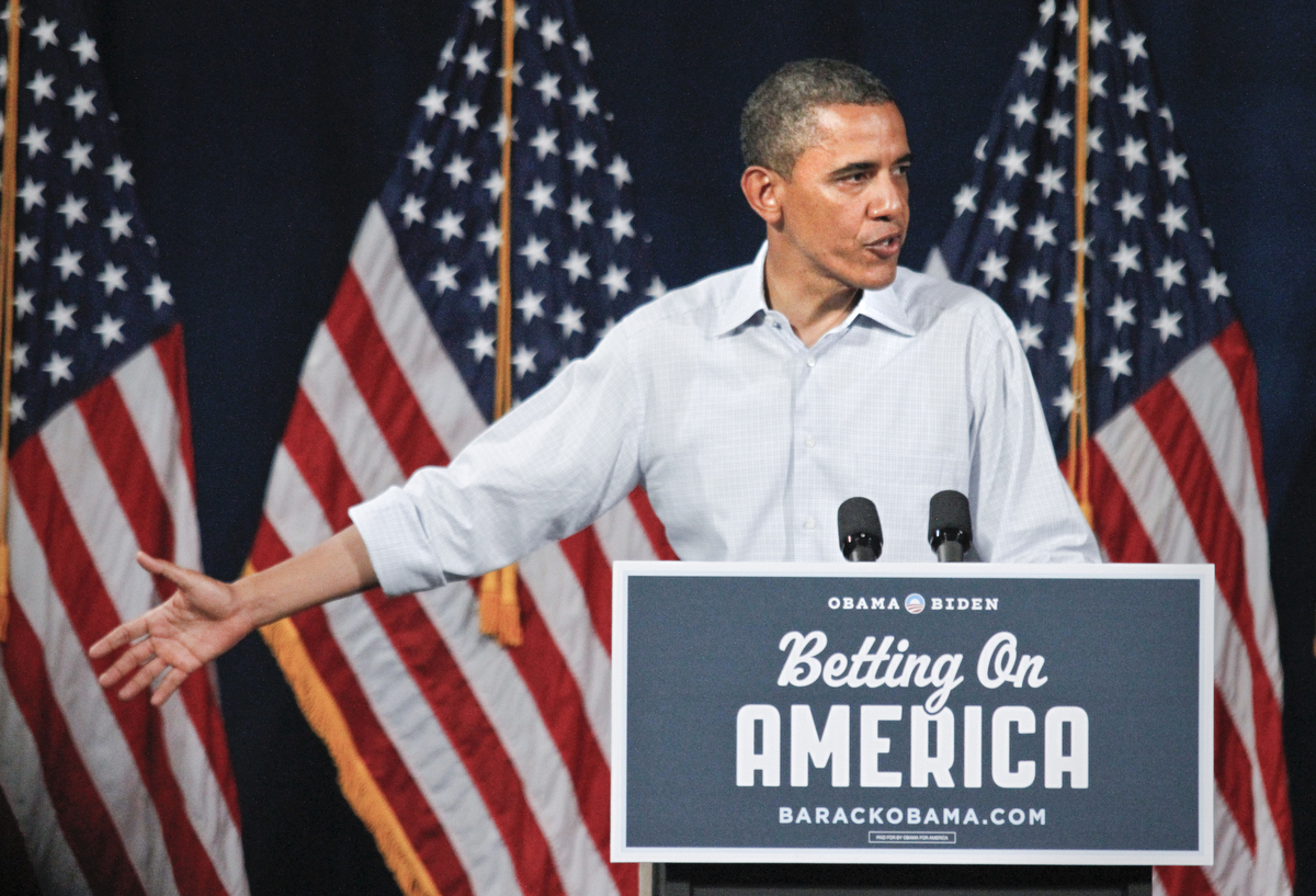 MADELYN P. HASTINGS | THE VINDICATOR..President Barack Obama during his speech at Dobbins Elementary School in Poland, Ohio on July 6, 2012.... - -30-..