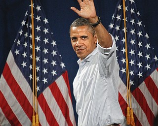 MADELYN P. HASTINGS | THE VINDICATOR..President Barack Obama during his speech at Dobbins Elementary School in Poland, Ohio on July 6, 2012.... - -30-..