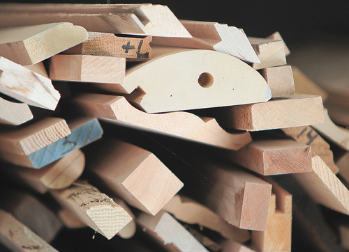 Pieces of wood for moldings, etc., are ready for use.