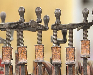 Wood clamps sit at the ready.