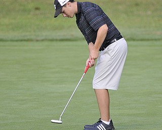 Cory Stefanec, Mooney, watches his putt on his way to an 86. He was playing in the 2012 Greatest Golfer of the Valley junior finals Saturday at Trumbull Country Club. Adult finals are Aug. 24, 25 & 26.
Greatest is presented by these sponsors: Farmers National Bank, Stadium GM, Mark Thomas Ford, Cole Valley Cadillac, New Castle School of Trade, Taco Bell, MyLoop ScoreCards
 