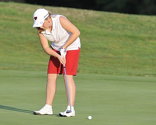 Kaci Carpenter putts Saturday. She was playing in the 2012 Greatest Golfer of the Valley junior finals Saturday at Trumbull Country Club. Adult finals are Aug. 24, 25 & 26.
Greatest is presented by these sponsors: Farmers National Bank, Stadium GM, Mark Thomas Ford, Cole Valley Cadillac, New Castle School of Trade, Taco Bell, MyLoop ScoreCards
 