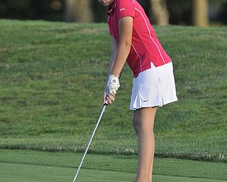 Sarah Brindley, Howland, eyes her putt on a way to a 105. She was playing in the 2012 Greatest Golfer of the Valley junior finals Saturday at Trumbull Country Club. Adult finals are Aug. 24, 25 & 26.
Greatest is presented by these sponsors: Farmers National Bank, Stadium GM, Mark Thomas Ford, Cole Valley Cadillac, New Castle School of Trade, Taco Bell, MyLoop ScoreCards
 