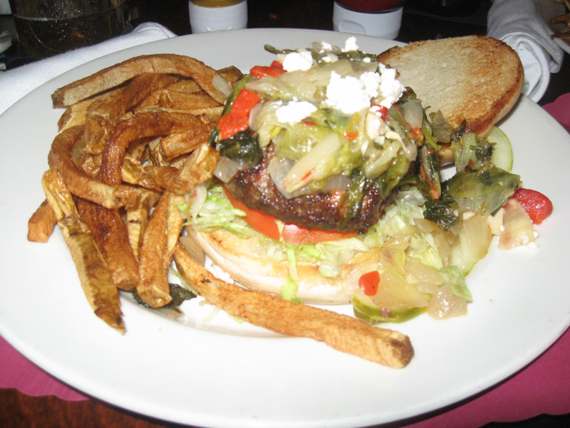 The Iron Bridge Inn's Big Greek Burger.