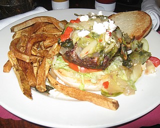 The Iron Bridge Inn's Big Greek Burger.