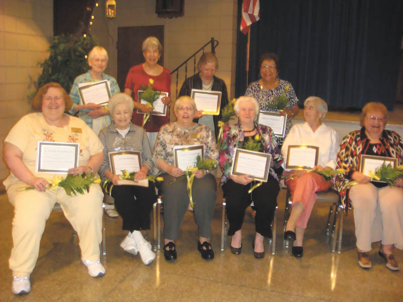 The League of Women Voters of Greater Youngstown honored longtime members, from left, seated: Anne Harpman, Jane Beilby, Nancy Brundage, Mary Rita Carney, Virginia Shorten and Rose Marie Wolf, and standing, Marion Gillette, Mary Ann Limmer, Deb Matthews and Fran Wilson. Also honored were Norma Coe Anderson, Betty Beelen, Dr. Barbara Brothers, Marilynn Harrison, Kathleen Johnson, Gloria Rule and Toni Schildcrout. The league is forming a book club with the first meeting planned at 6 p.m. Aug. 22 at the home of Dr. Brothers. The first book will be “It’s Even Worse Than It Looks: How the American Constitutional System Collided with the New Politics of Extremism” by Thomas E. Mann, Brookings Institute, and Norman J. Ornstein, American Enterprise Institute. Send email to bbrothers@neo.rr.com if you wish to participate.