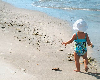 Mena Monroe, 22 months, takes a stroll on St. Pete Beach in Florida. She's the granddaughter of Russell and Ellen Monroe of Austintown.