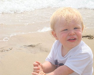 Here's Zachary Reel, 15 months, experiencing his first time at the beach in Ocean City, Md., in July. Photo sent in by Elizabeth Reel of Hubbard.