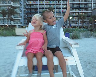 Eli and Ella Gough loved all of the lifeguards on vacation at Myrtle Beach, so they were able to fill in for a short time while one lifeguard was on break. The kids are the children of Bryan and Karen Gough of Cortland.