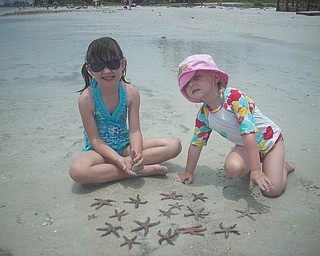 Sisters Marissa and Camryn find starfish on the beach in Florida. Photo sent in by Kelly Alexander.