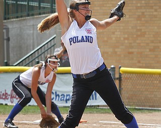 Aleah Hughes pitches for Poland on August 8, 2012 at the Firestone Stadium in Akron, Ohio.