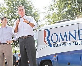 Republican presidential candidate Mitt Romney and his running mate, Rep. Paul Ryan R-Wis., left, campaign in Mooresville, N.C. For the first time in decades, the Republican presidential ticket has little substantial foreign policy or military experience.