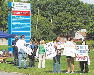The contract for nurses at ValleyCare Northside Medical Center on Gypsy Lane in Youngstown expired July 19.
The nurses, members of Youngstown General Duty Nurses Association, conducted informational picketing
Wednesday. They are not on strike. They claim ValleyCare Health Systems of Ohio hasn’t been negotiating in good faith. They are seeking a pay increase and better staffing.