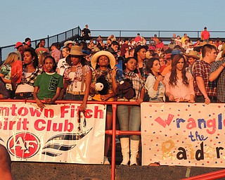 Awesome Austintown school spirit as the student cowboys showed up to take on the tomahawks (indian raider) .....some even brought their horses!