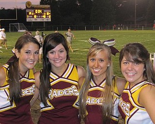 The South Range Senior cheerleaders: Sydney McGuire, Deanna Gifford, Carly Siclari, and Katie Baytos are ready to start the season!