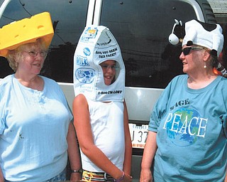 From left, Beverly Miller of McDonald, Karina Betts of Austintown and Bonnie Loomis of Warren return from the Wisconsin Dells, where it's all about cheese and cow milk.