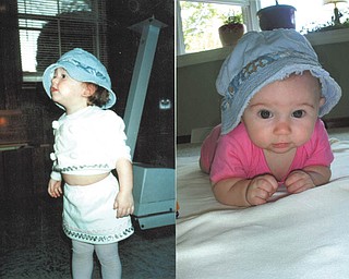 This is Ashley Fristik (now Parker) at age 1 1/2 in 1992, wearing her grandpa's hat, which she loved. Twenty years later, her daughter, Aubrey Parker, wears the same hat. Both are from East Palestine. Photo sent in by Pam Crawford of New Waterford, who couldn't bear to throw the hat away and is probably glad she didn't.