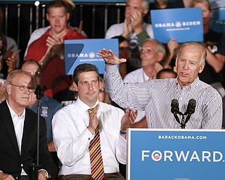 ROBERT K. YOSAY | THE VINDICATOR --..Vice President Joe Biden made several stops in the area on Friday as he stopped in the UAW 1714 Mocha House and the Canfield Fair...(AP Photo/The Vindicator, Robert K. Yosay)