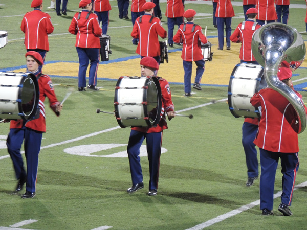 Fitch drum line gets the band in beat!