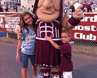 Mia and Gabe Hammerton enjoy a visit with the Spartan
