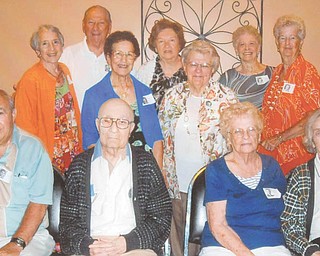The 67th reunion of The Rayen School Class of 1945 brought together former classmates Aug. 4 at Davidson’s Restaurant in Cornersburg. In the first row are, from left to right, Angelo LaCivita, Anthony Parisi, Betty Fitch and Jackie Trittschuh. In the back, from left, are Fran Into, Anthony Valley, Toni Ricciardulli, Dolly Morrow, Martha Rothbauer, Vi Esker and Gloria Flower.