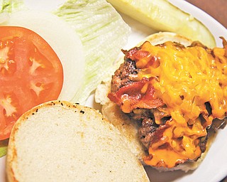 The Bacon Cheddar Burger at Crickets Bar and Grille