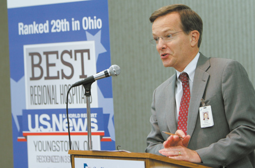 Robert Shroder, president and chief executive officer of Humility of Mary Health Partners, talks about the $103.3 million project that will start Monday at St. Elizabeth Boardman Health Center. The new seven-floor inpatient tower will house maternity services and the neonatal intensive-care unit now at St. Elizabeth Health Center in Youngstown.