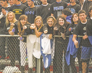 Poland students cheer on the Bulldogs against Canfield last week