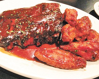 Mojos BBQ Platter: Pick two with baby back ribs and wings