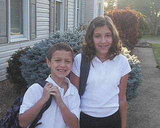 Alexa and Braedon Kurimski on their first day of school at St. Charles School in Boardman. Sent by Lori Kurimski.