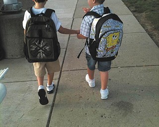 This photo of A.J. and Nicko Severino of Youngstown on their first day of school was sent by their mom, Juli Severino. A.J. is in second grade, and Nicko just started kindergarten.