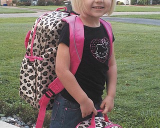 This little cutie, Mary Melone, 4, of Boardman, on her first day of preschool at St. Christine's. Sent in by Kristy Melone.