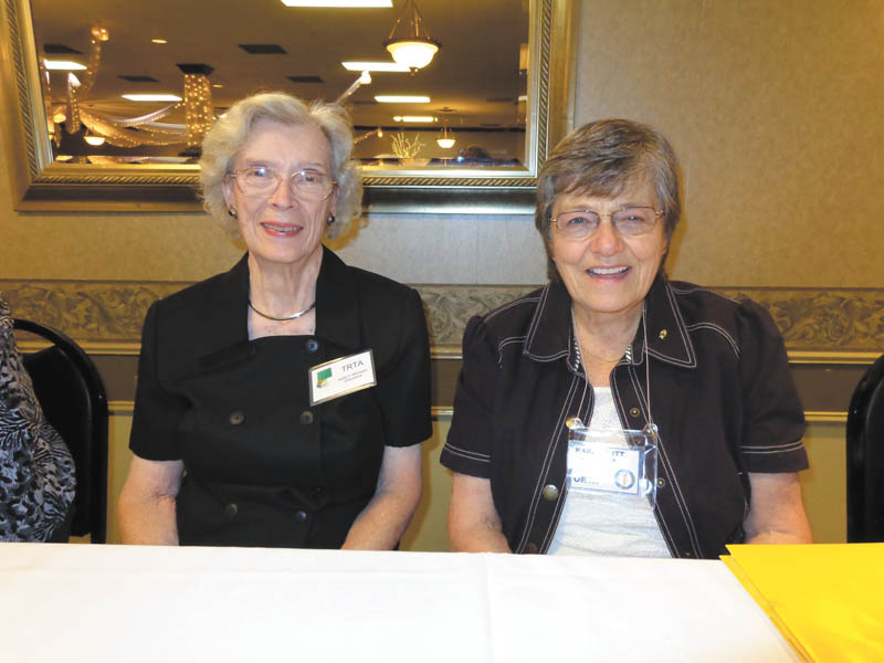 Nancy Brant, left, and Karen Butt were guest speakers at a recent meeting of Trumbull Retired Teachers Association. Brant spoke about Famous Ohioans, and Butt, past president of Ohio Retired Teachers Associated, provided TRTA members with a legislative update on the pension bill. The next TRTA  meeting will be at noon Tuesday at Ciminero’s Banquet Centre, 123 N. Main St., Niles. The speakers will be Tamla Cole and Becky Frasher of State Teachers Retirement System and Gary Divito and Jeannie Coffey of American Medical Billing Association. To register, send $11 to Mary Novotny, 5799 Sarah Ave. NW, Warren, OH 44483.