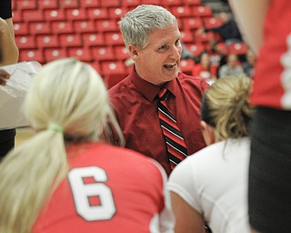 MADELYN P. HASTINGS | THE VINDICATOR

Mark Hardaway talks to the team during a time out at the YSU Loyola game.