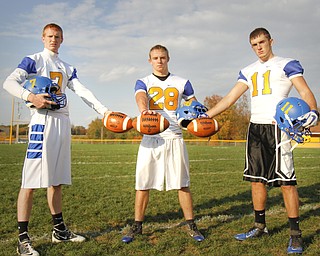 MADELYN P. HASTINGS | THE VINDICATOR
(L-R) Luke Griffith, JJ Napierkowski, and Jared Shilot pose for a portrait on their field at Southern Local High School.
